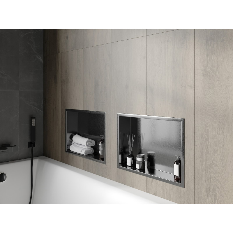 Mexen X-Wall-R recessed shelf with flange 45 x 30 cm, brushed gun gray - 19E0453010
