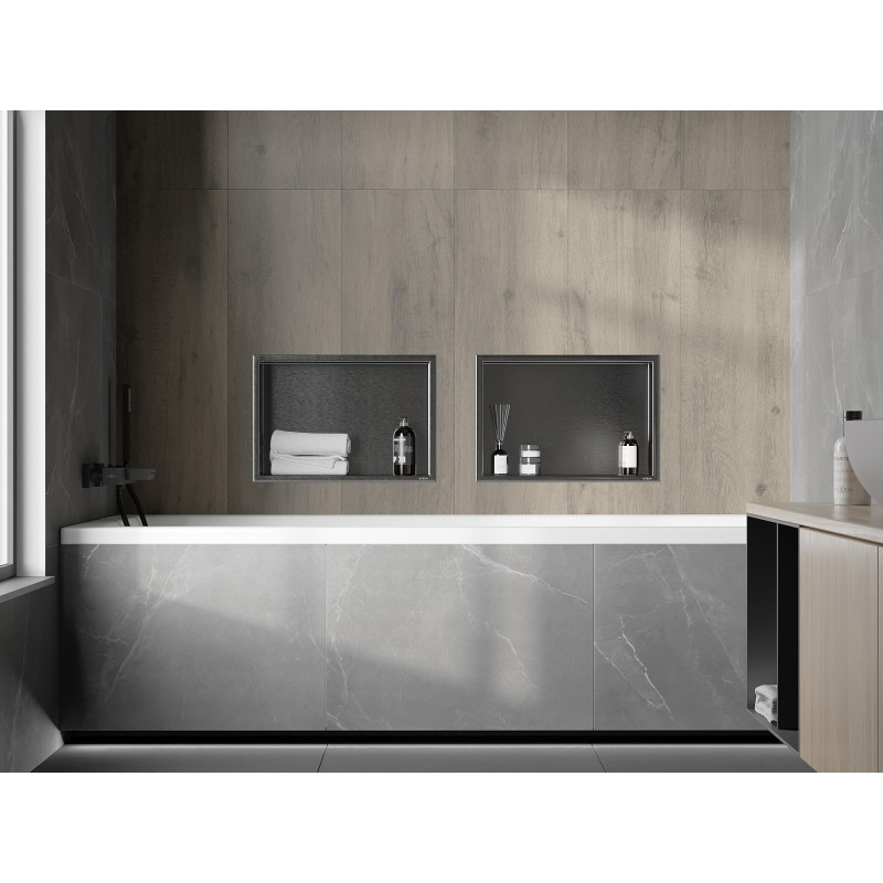 Mexen X-Wall-R recessed shelf with flange 45 x 30 cm, brushed gun gray - 19E0453010