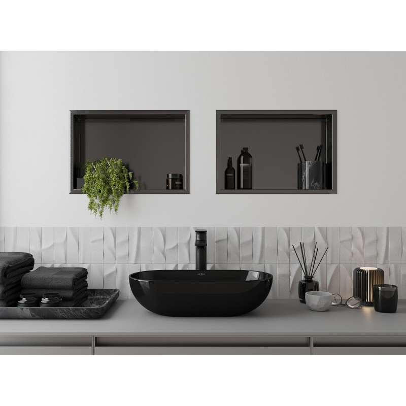 Mexen X-Wall-R recessed shelf with flange 45 x 30 cm, brushed gun gray - 19E0453010