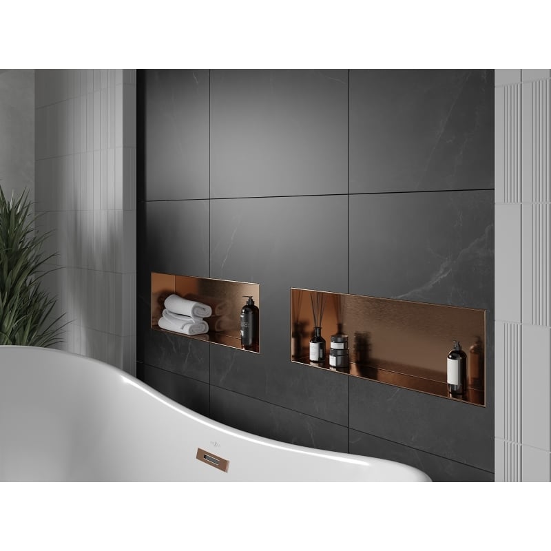 Mexen X-Wall-NR recessed shelf without flange 60 x 20 cm, brushed copper - 19C1602010