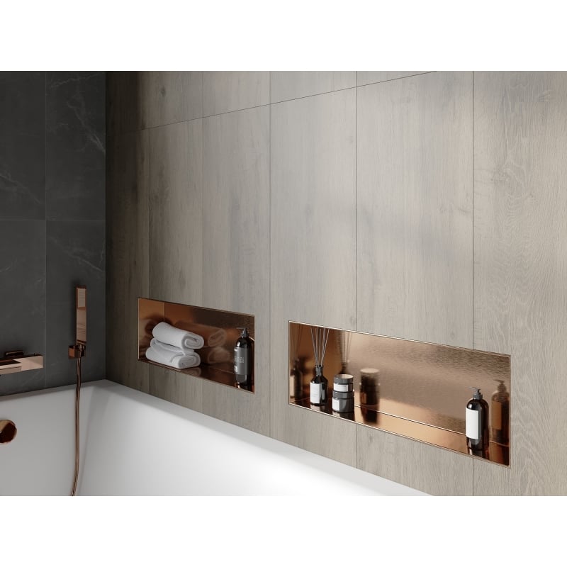Mexen X-Wall-NR recessed shelf without flange 60 x 20 cm, brushed copper - 19C1602010