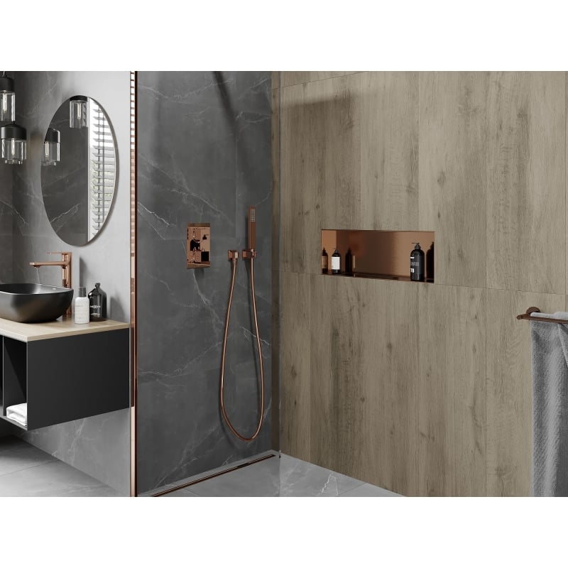 Mexen X-Wall-NR recessed shelf without flange 60 x 20 cm, brushed copper - 19C1602010