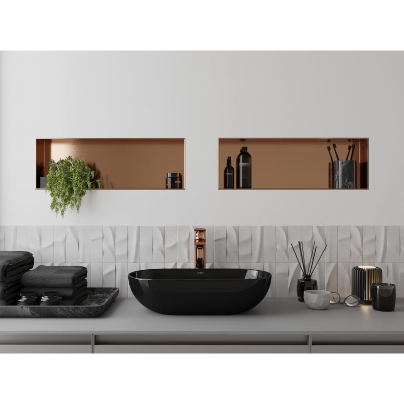 Mexen X-Wall-NR recessed shelf without flange 60 x 20 cm, brushed copper - 19C1602010