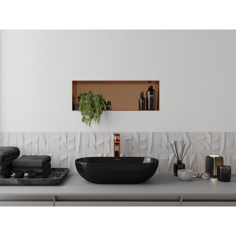 Mexen X-Wall-NR recessed shelf without flange 60 x 20 cm, brushed copper - 19C1602010