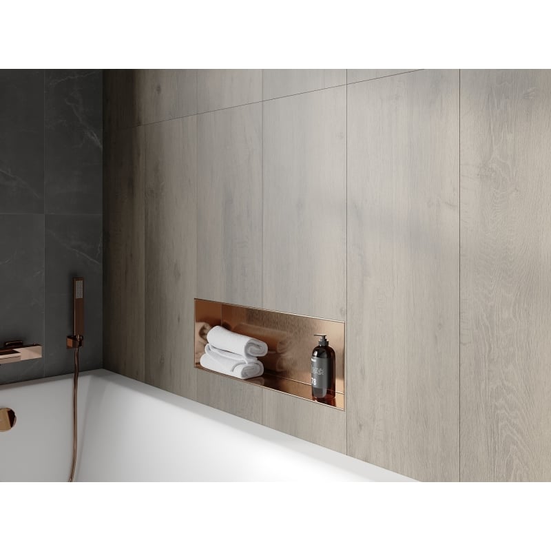 Mexen X-Wall-NR recessed shelf without flange 60 x 20 cm, brushed copper - 19C1602010