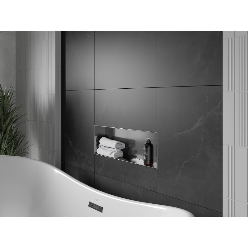 Mexen X-Wall-NR niche shelf without flange 60 x 20 cm, brushed gun gray - 19E1602010