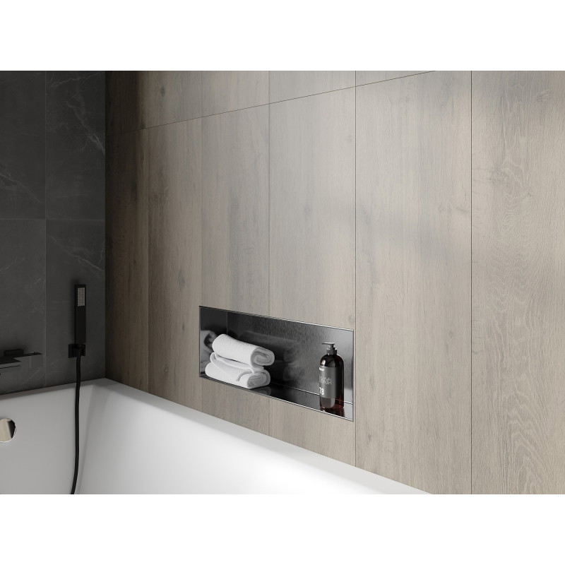 Mexen X-Wall-NR niche shelf without flange 60 x 20 cm, brushed gun gray - 19E1602010