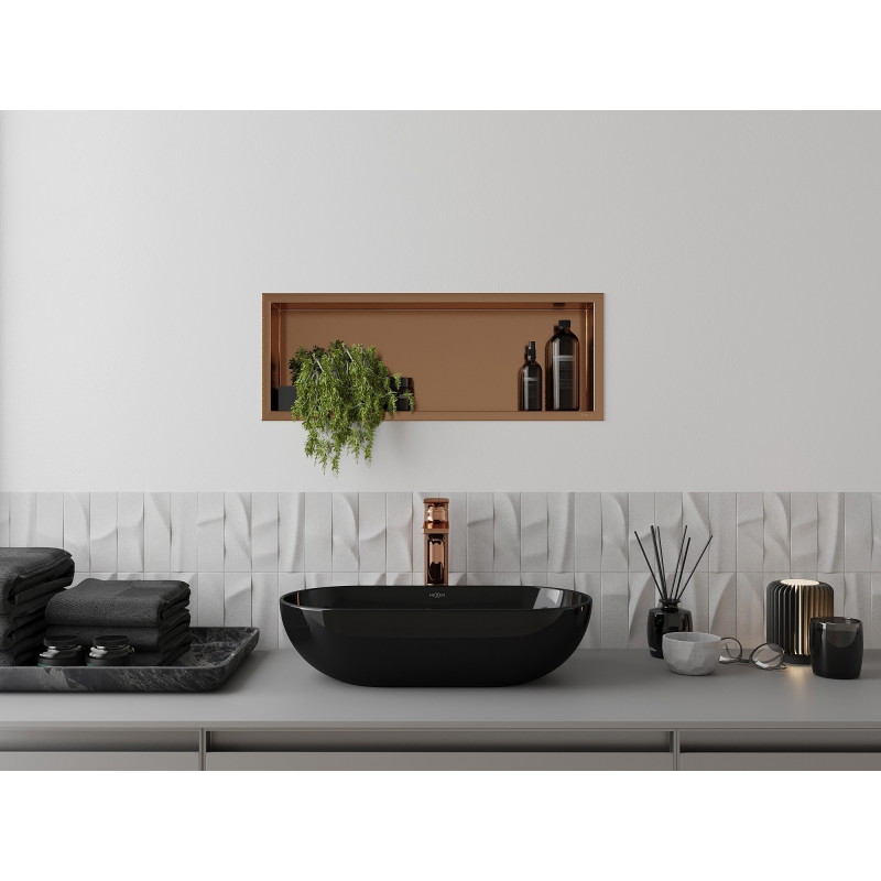 Mexen X-Wall-R niche shelf with flange 60 x 20 cm, brushed copper - 19C0602010