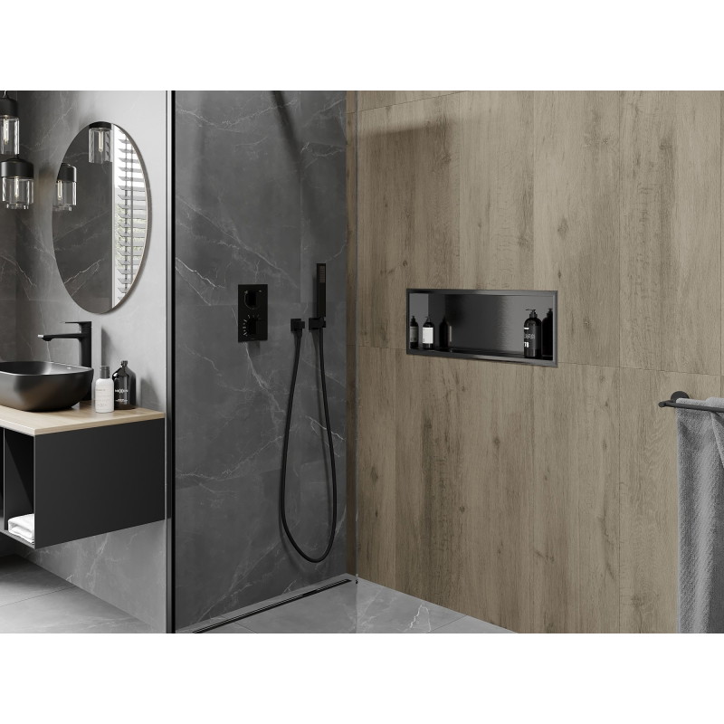 Mexen X-Wall-R recessed shelf with flange 60 x 20 cm, brushed gun gray - 19E0602010