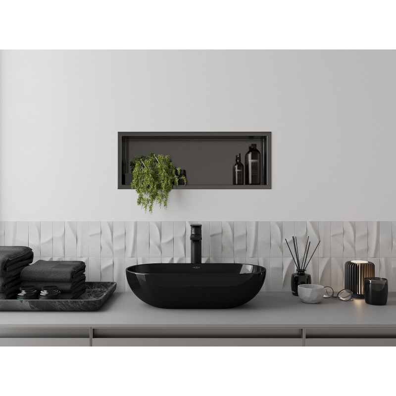 Mexen X-Wall-R recessed shelf with flange 60 x 20 cm, brushed gun gray - 19E0602010