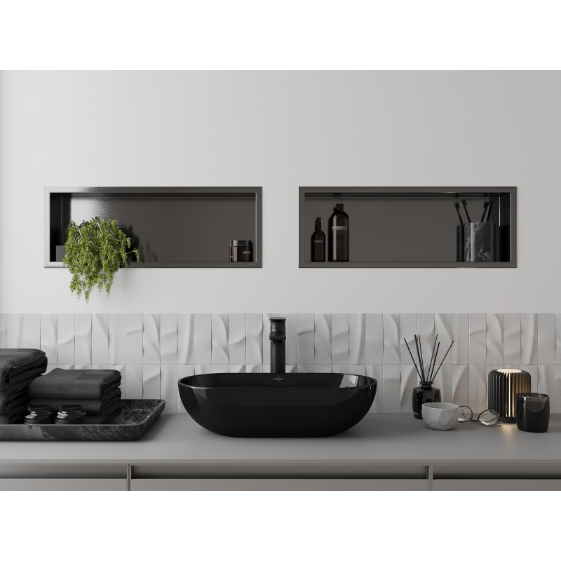 Mexen X-Wall-R recessed shelf with flange 60 x 20 cm, brushed gun gray - 19E0602010