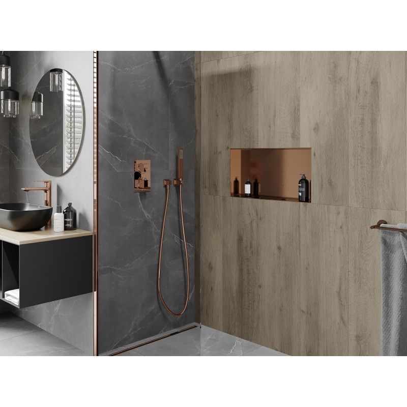 Mexen X-Wall-NR niche shelf without flange 60 x 30 cm, brushed copper - 19C1603010