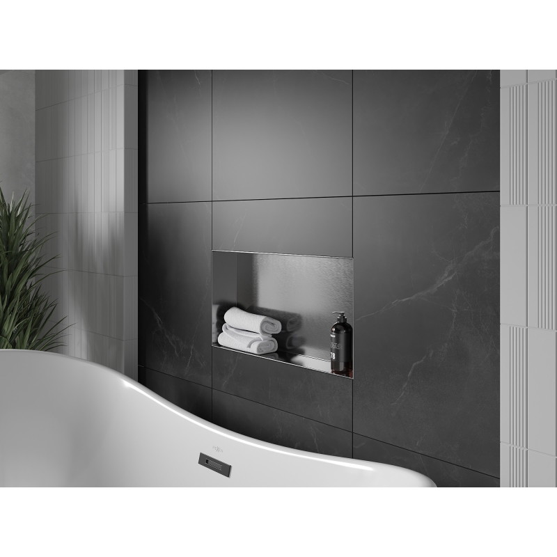 Mexen X-Wall-NR recessed shelf without flange 60 x 30 cm, gun gray brushed - 19E1603010