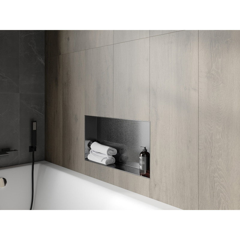 Mexen X-Wall-NR recessed shelf without flange 60 x 30 cm, gun gray brushed - 19E1603010