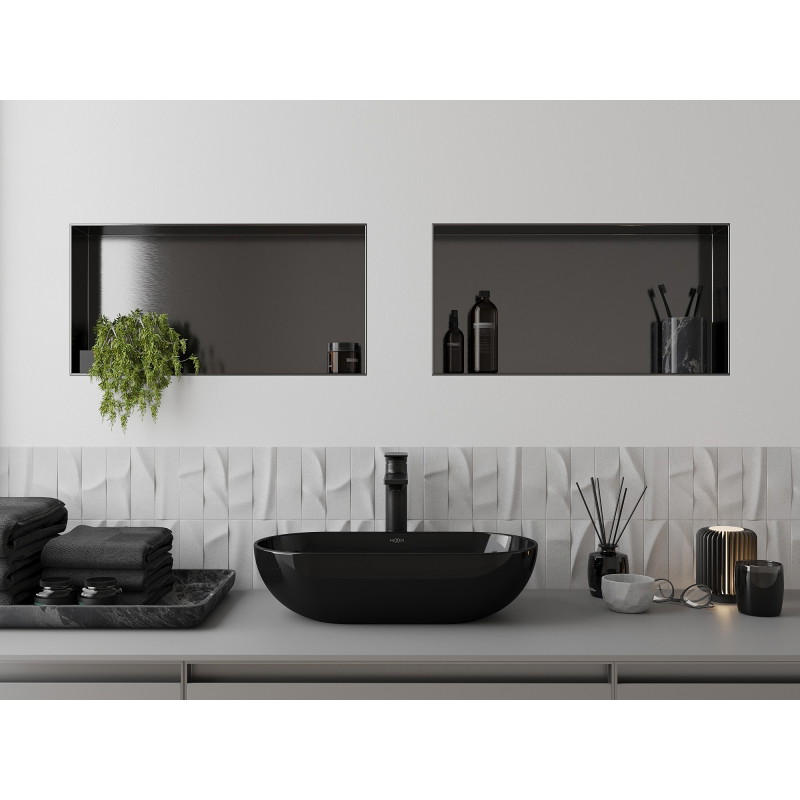 Mexen X-Wall-NR recessed shelf without flange 60 x 30 cm, gun gray brushed - 19E1603010