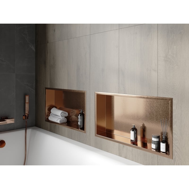 Mexen X-Wall-R recessed shelf with flange 60 x 30 cm, brushed copper - 19C0603010