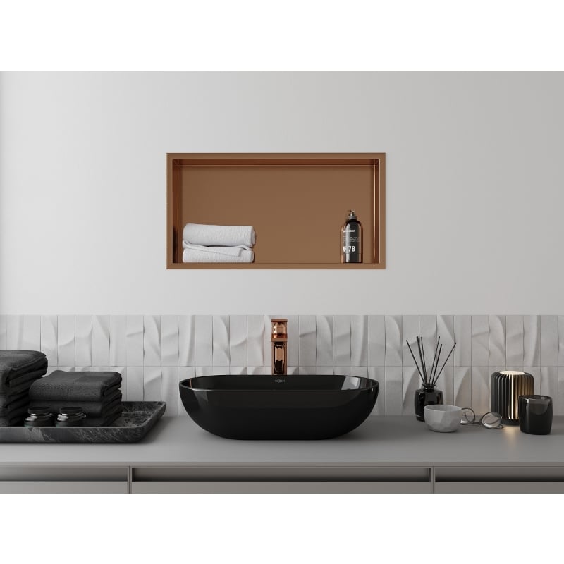 Mexen X-Wall-R recessed shelf with flange 60 x 30 cm, brushed copper - 19C0603010