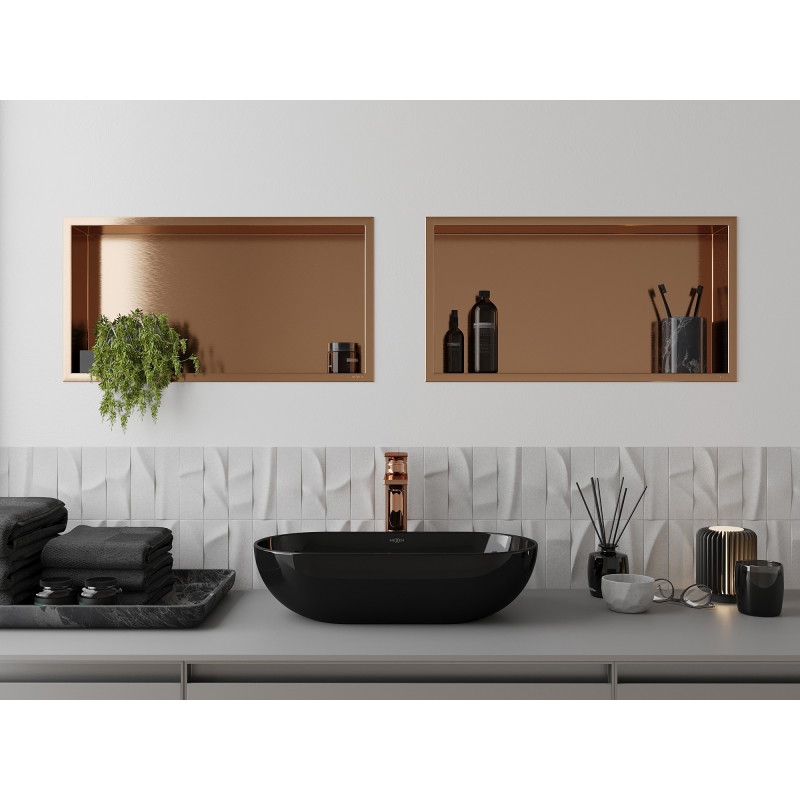 Mexen X-Wall-R recessed shelf with flange 60 x 30 cm, brushed copper - 19C0603010