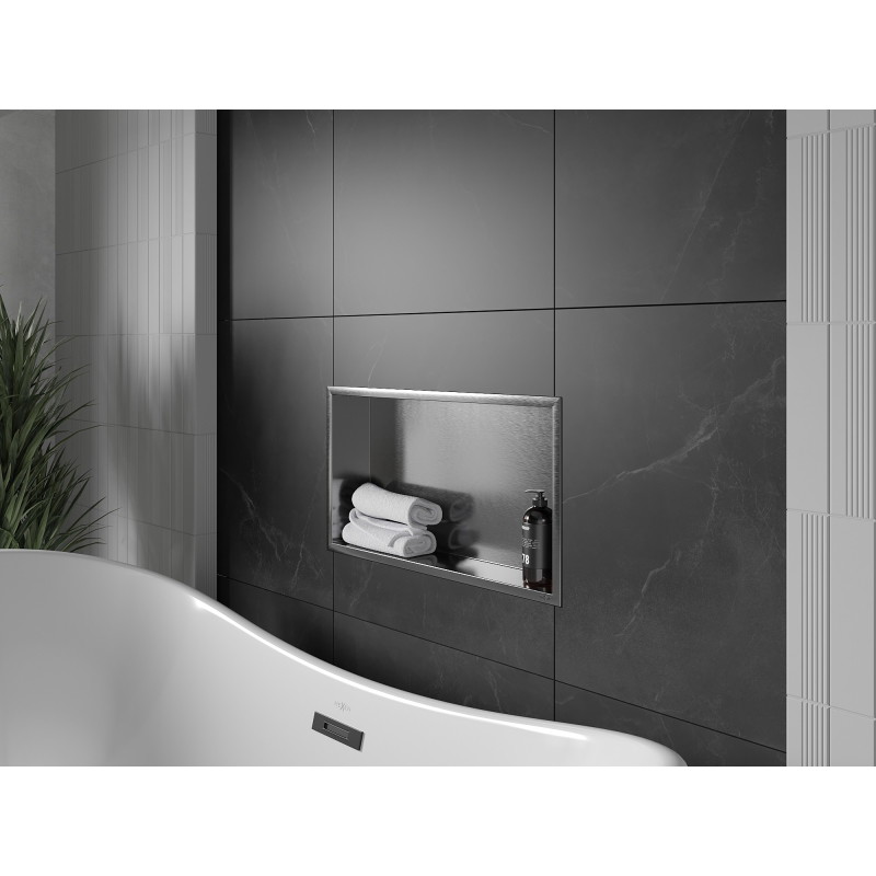 Mexen X-Wall-R recessed shelf with flange 60 x 30 cm, brushed gun gray - 19E0603010