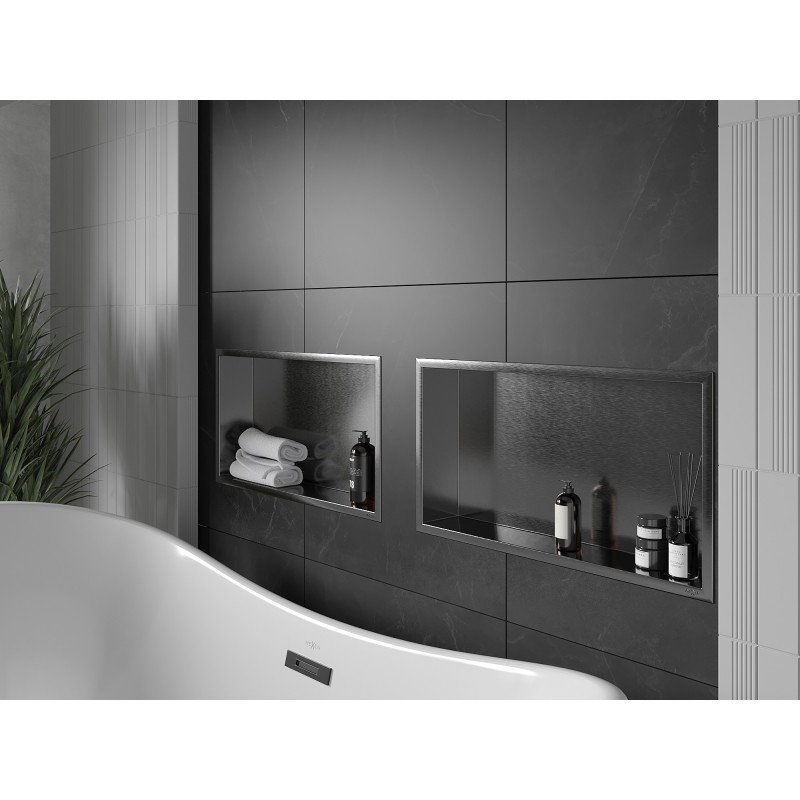 Mexen X-Wall-R recessed shelf with flange 60 x 30 cm, brushed gun gray - 19E0603010