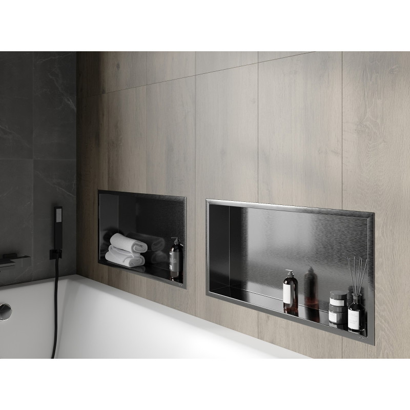 Mexen X-Wall-R recessed shelf with flange 60 x 30 cm, brushed gun gray - 19E0603010