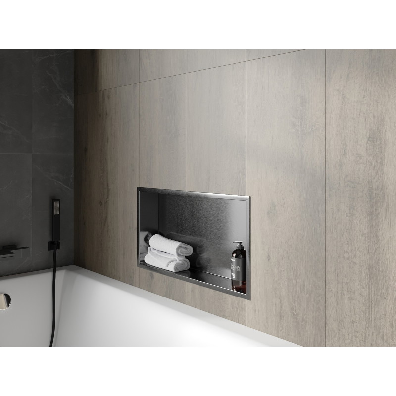 Mexen X-Wall-R recessed shelf with flange 60 x 30 cm, brushed gun gray - 19E0603010
