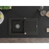 Mexen Pablo granite sink 1-bowl with drainer and kitchen faucet Rita, black/gold metallic - 6510-75-670300-70