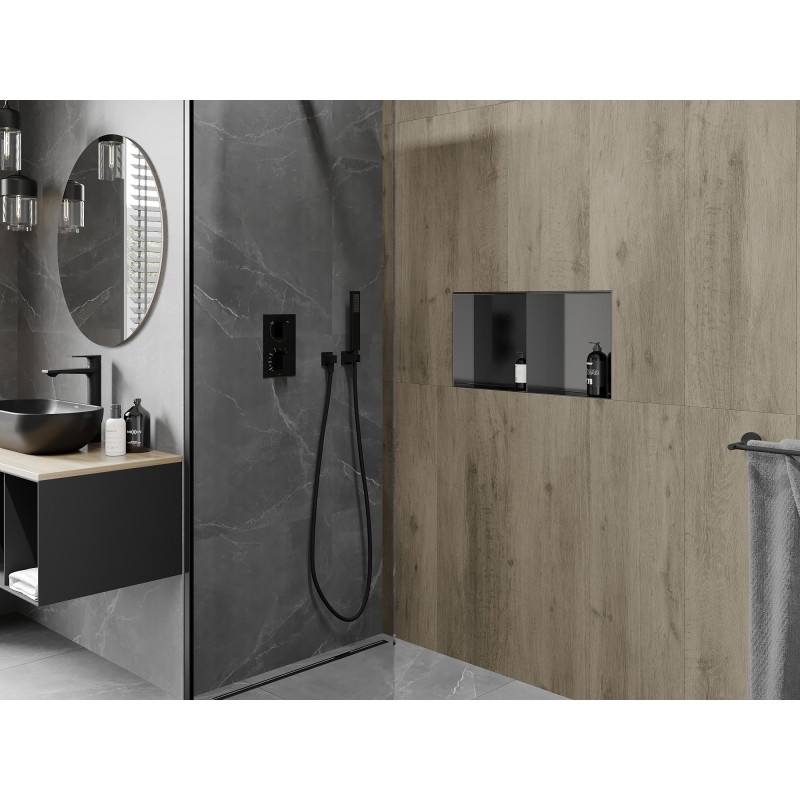 Mexen X-Wall-NR recessed shelf without flange with a shelf 60 x 30 cm, brushed gun gray - 19E1603010S