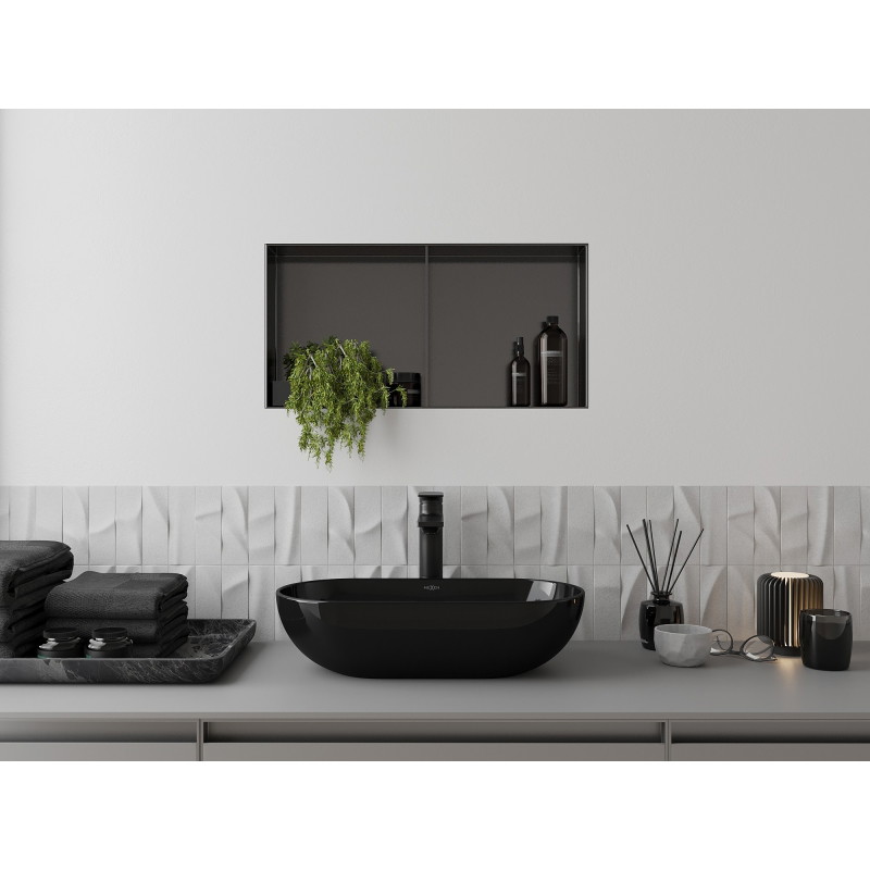 Mexen X-Wall-NR recessed shelf without flange with a shelf 60 x 30 cm, brushed gun gray - 19E1603010S
