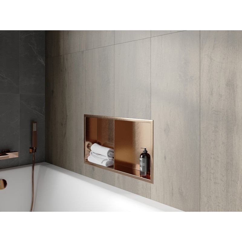 Mexen X-Wall-R niche shelf with flange and shelf 60 x 30 cm, brushed copper - 19C0603010S