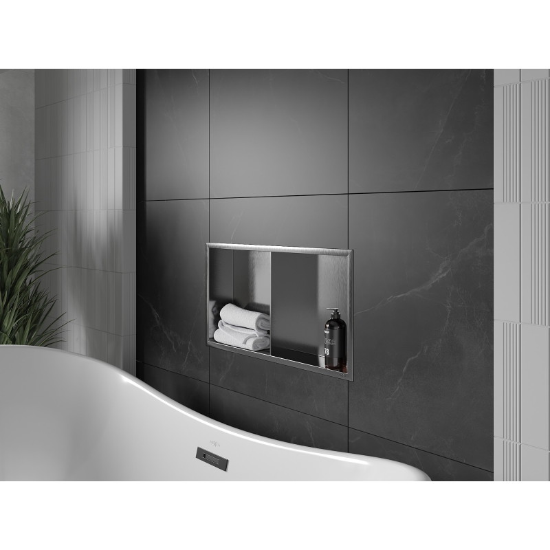 Mexen X-Wall-R recessed shelf with flange and shelf 60 x 30 cm, brushed gun gray - 19E0603010S