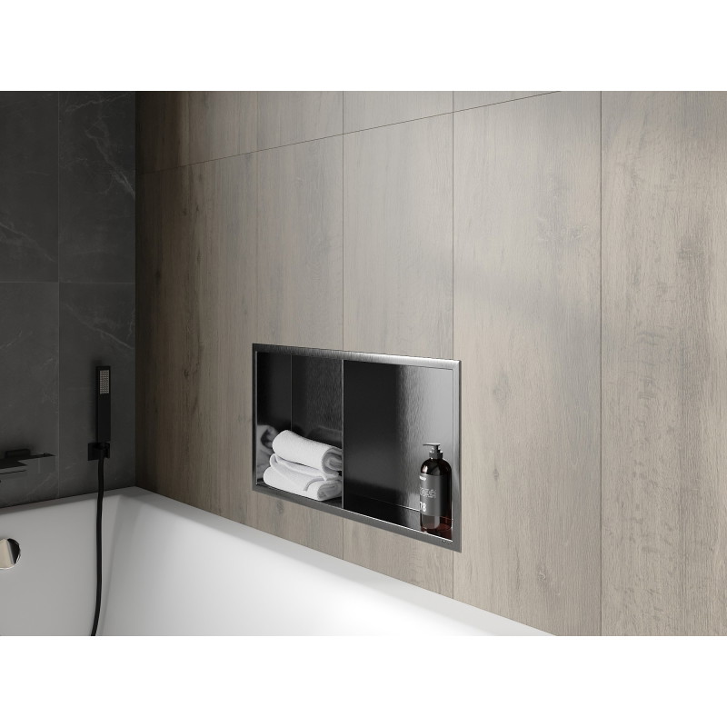 Mexen X-Wall-R recessed shelf with flange and shelf 60 x 30 cm, brushed gun gray - 19E0603010S