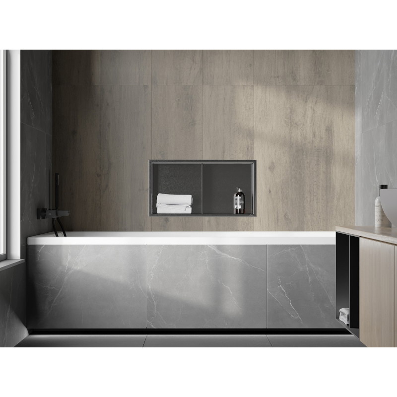 Mexen X-Wall-R recessed shelf with flange and shelf 60 x 30 cm, brushed gun gray - 19E0603010S