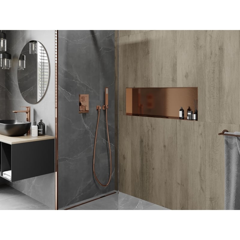 Mexen X-Wall-NR recessed shelf without flange 90 x 30 cm, brushed copper - 19C1903010