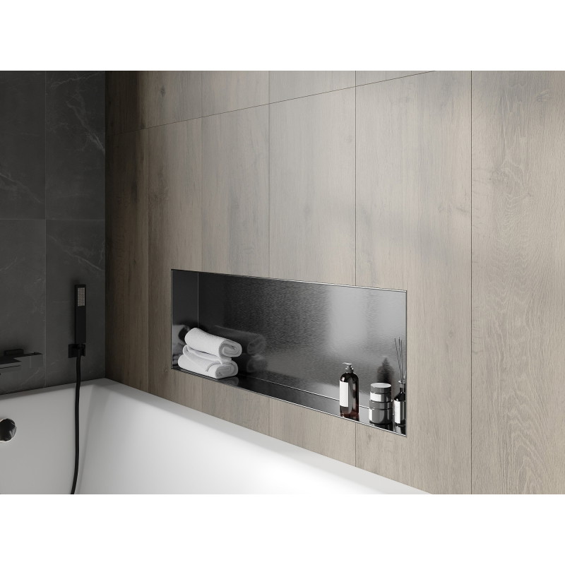 Mexen X-Wall-NR recessed shelf without flange 90 x 30 cm, brushed gun gray - 19E1903010