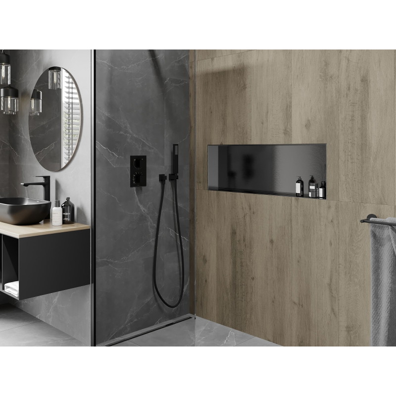 Mexen X-Wall-NR recessed shelf without flange 90 x 30 cm, brushed gun gray - 19E1903010