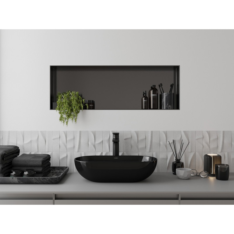 Mexen X-Wall-NR recessed shelf without flange 90 x 30 cm, brushed gun gray - 19E1903010