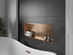 Mexen X-Wall-R recessed shelf with flange 90 x 30 cm, brushed copper - 19C0903010