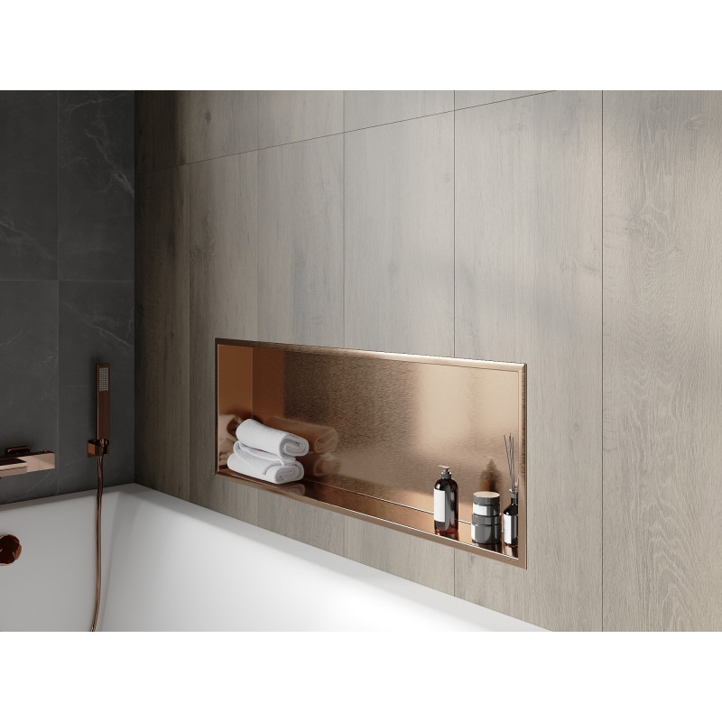 Mexen X-Wall-R recessed shelf with flange 90 x 30 cm, brushed copper - 19C0903010