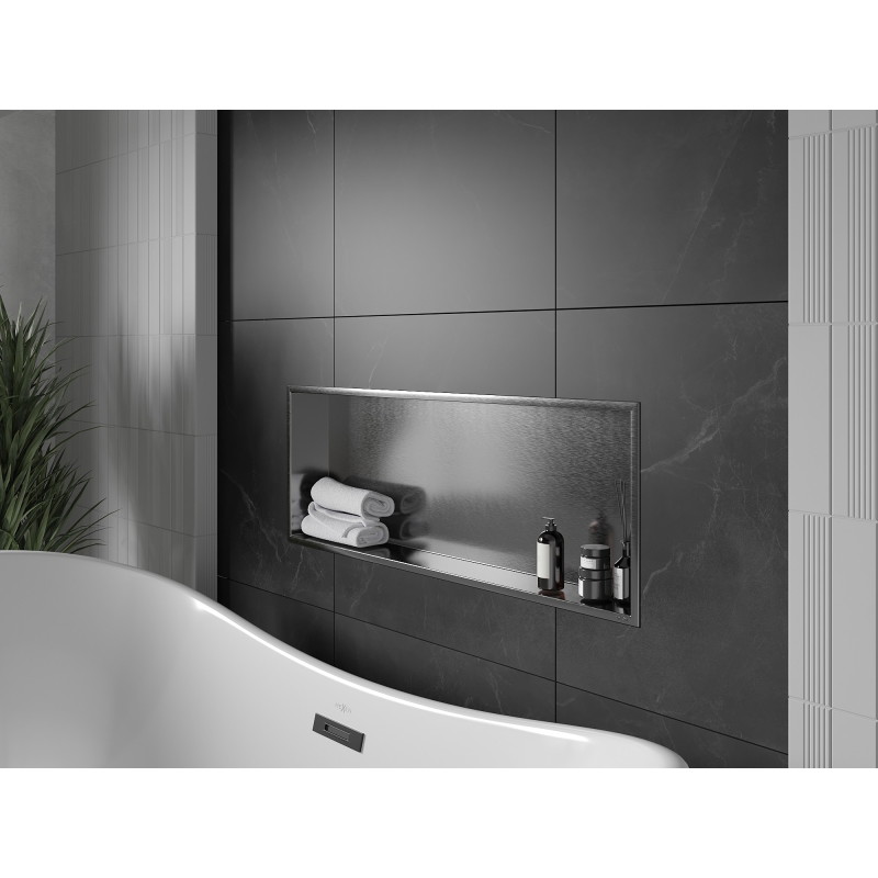 Mexen X-Wall-R recessed shelf with flange 90 x 30 cm, brushed gun gray - 19E0903010