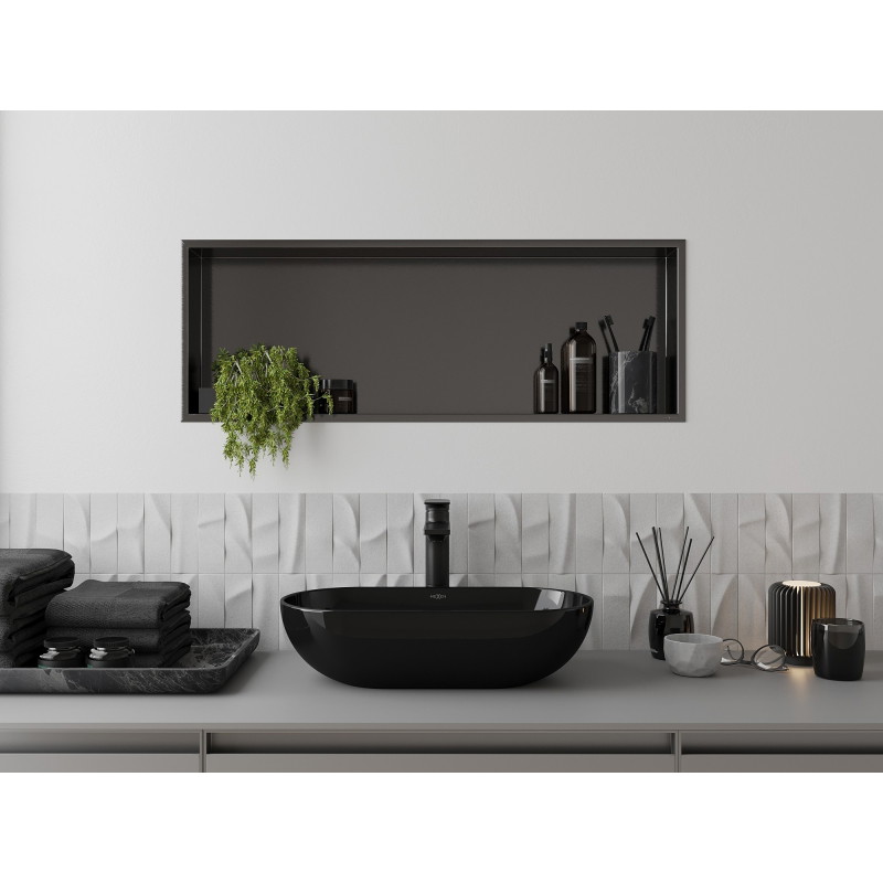 Mexen X-Wall-R recessed shelf with flange 90 x 30 cm, brushed gun gray - 19E0903010