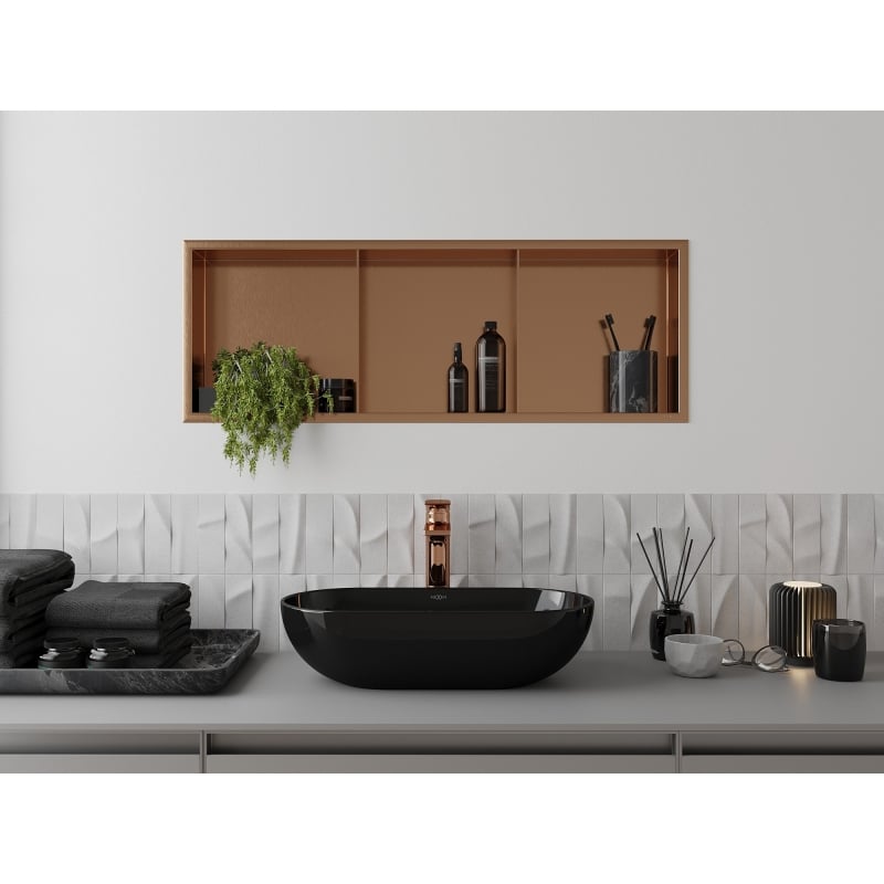 Mexen X-Wall-NR recessed shelf without flange with shelf 90 x 30 cm, brushed copper - 19C1903010S