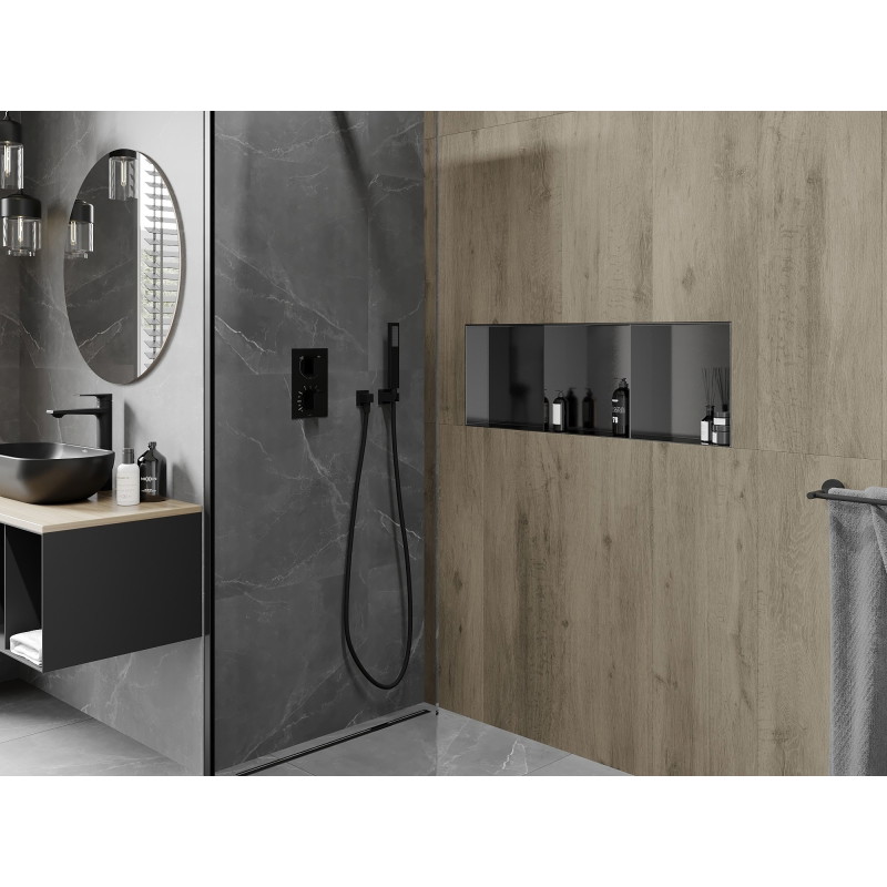 Mexen X-Wall-NR niche shelf without flange with shelf 90 x 30 cm, brushed gun gray - 19E1903010S
