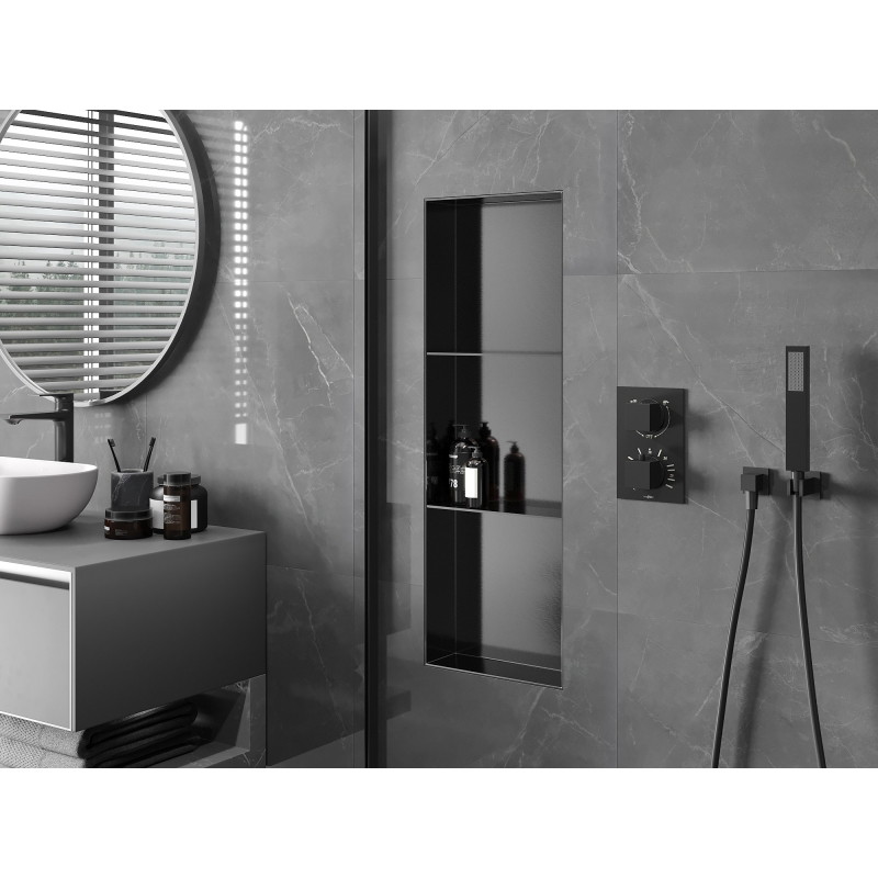 Mexen X-Wall-NR niche shelf without flange with shelf 90 x 30 cm, brushed gun gray - 19E1903010S