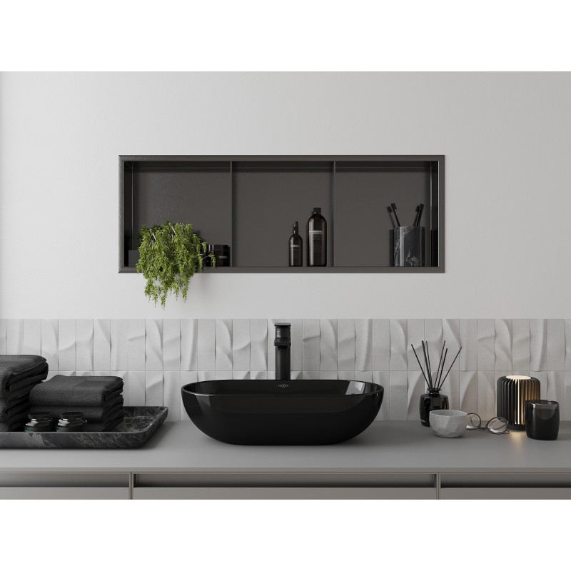 Mexen X-Wall-NR niche shelf without flange with shelf 90 x 30 cm, brushed gun gray - 19E1903010S