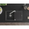 Mexen Pablo granite kitchen sink 1-bowl with drainer and kitchen faucet Rita, black speckled - 6510-76-670300-00
