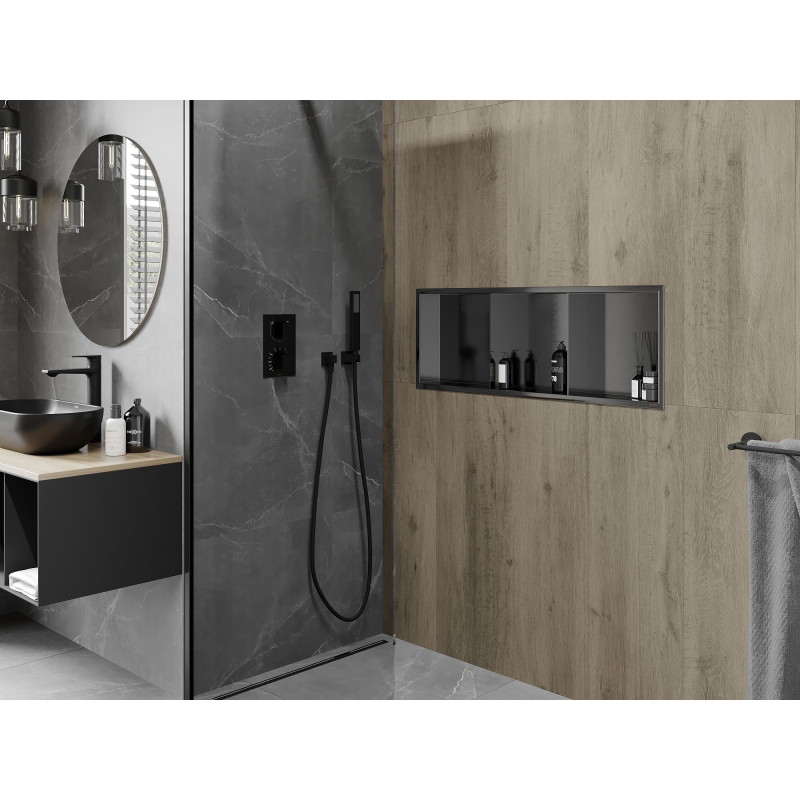 Mexen X-Wall-R niche shelf with flange and shelf 90 x 30 cm, brushed gun gray - 19E0903010S