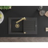Mexen Pablo 1-bowl granite sink with drainer and kitchen faucet Rita, black speckled - 6510-76-670300-50