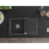Mexen Pablo granite 1-bowl sink with drainer and kitchen faucet Rita, black speckled - 6510-76-670300-70