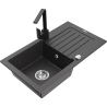 Mexen Pablo 1-compartment granite sink with a drip tray and kitchen mixer tap Rita, spotted black- 6510-76-670300-70